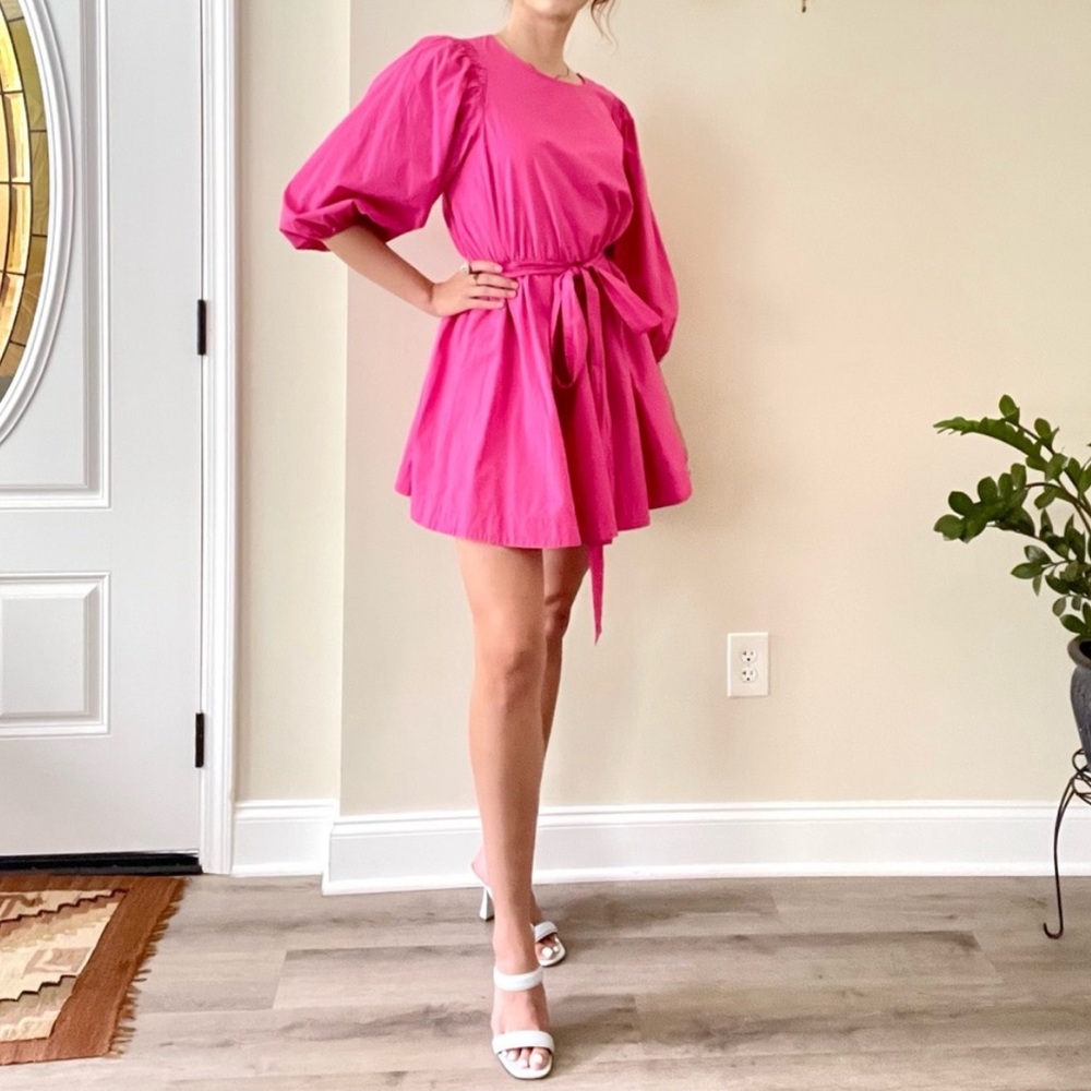 Anthropologie Bright Pink Mini Dress